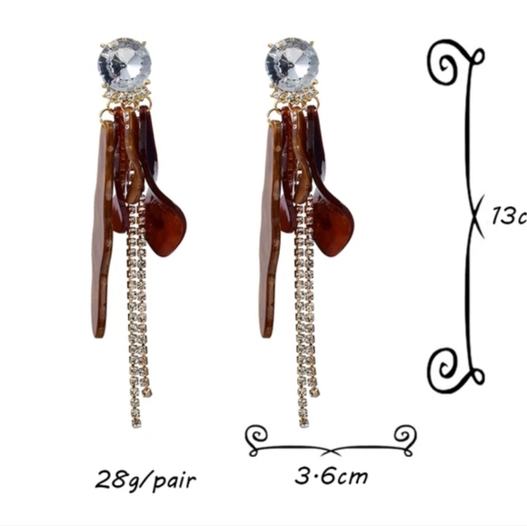 NEW Zara Statement Earrings with Gold and Brown Accents - Picture 8 of 9